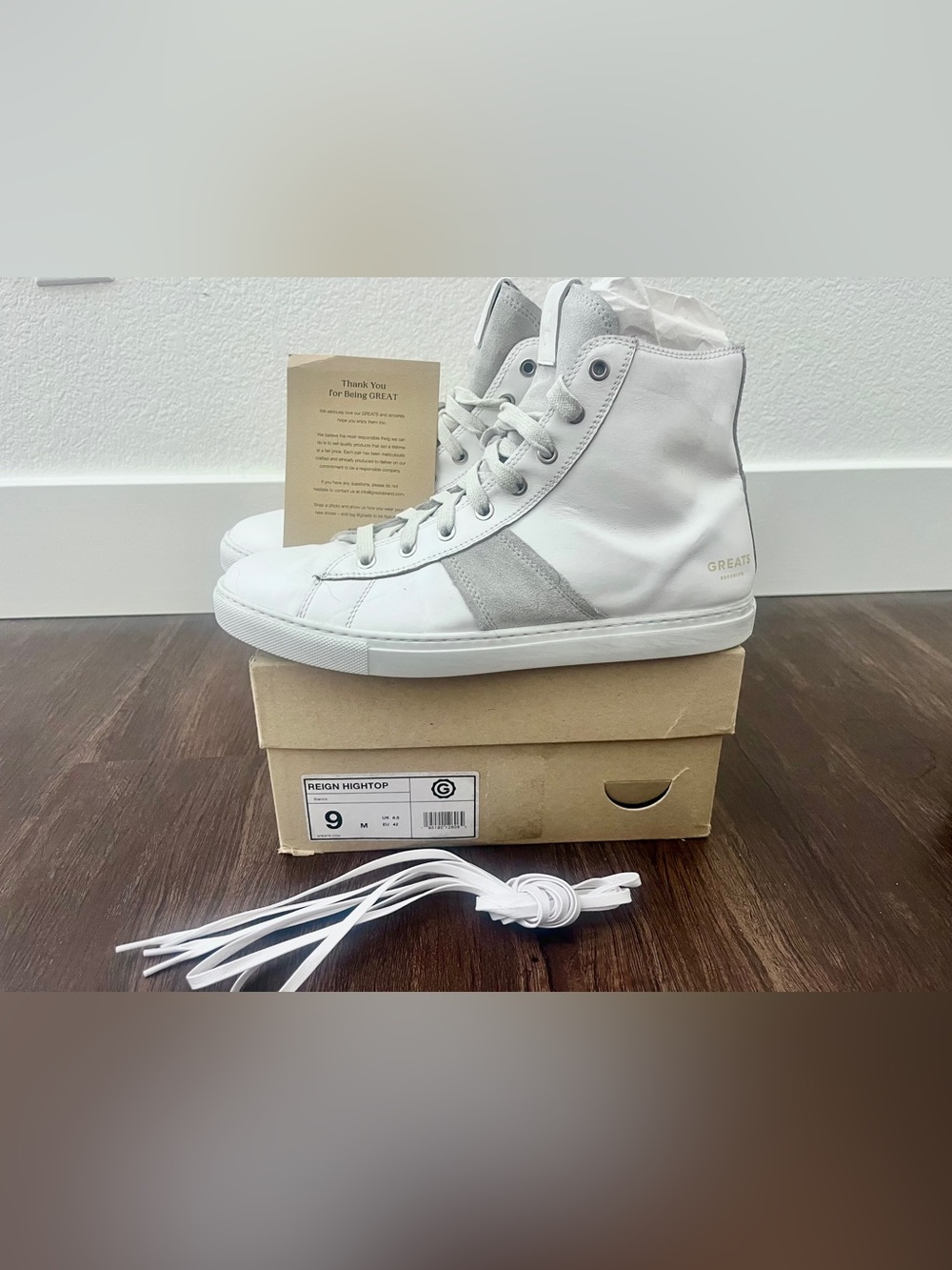 Premium Italian leather hi top sneakers by Greats Brooklyn